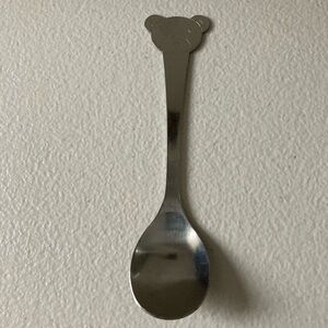 Spoon Silver Colored Teddy Bear Design on Handle Child Size 5.5” Long